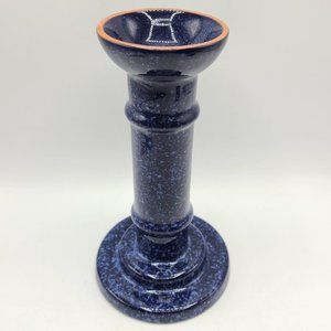 Molde Portugal Pottery Blue Speckled Candlestick
